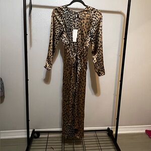 Rebecca Taylor 100% silk leopard print dress